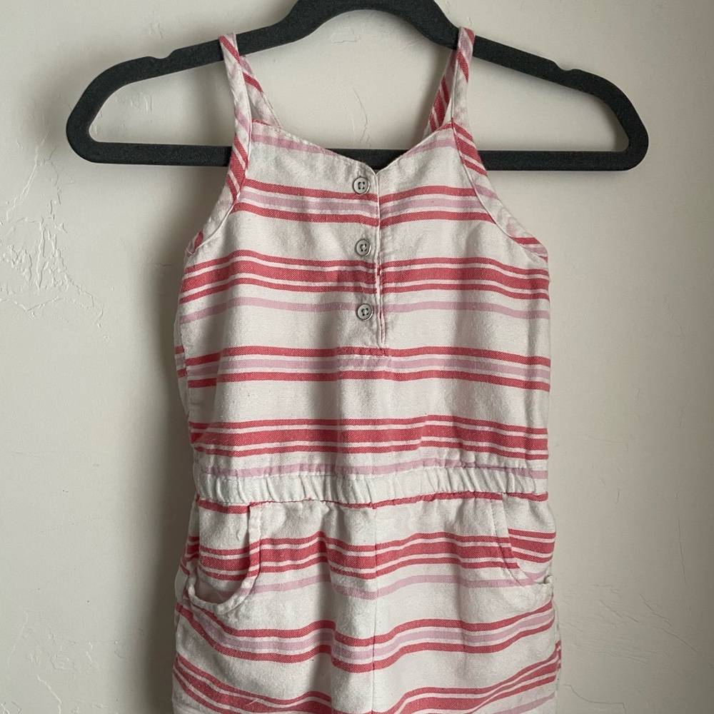 Striped Pink and White Sleeveless Romper